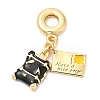 Brass Enamel European Dangle Charms KK-D027-13G-03-1