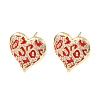 Heart Brass Micro Pave Clear Cubic Zirconia Stud Earrings EJEW-H178-09G-01-4