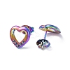 Ion Plating(IP) 304 Stainless Steel Hollow Out Heart Stud Earring Finding EJEW-I285-08MC-2