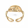 304 Stainless Steel Moon and Star Open Cuff Ring RJEW-T023-12G-2