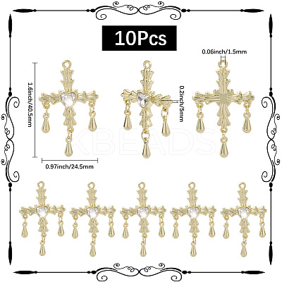 10Pcs Alloy Pendants with Rhinestone PALLOY-SC0016-44-1