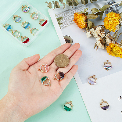 16Pcs 8 Colors Faceted Transparent Glass Pendants GLAA-PH0001-30-1