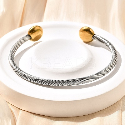304 Stainless Steel Cuff Bangles BJEW-C091-02A-GP-1
