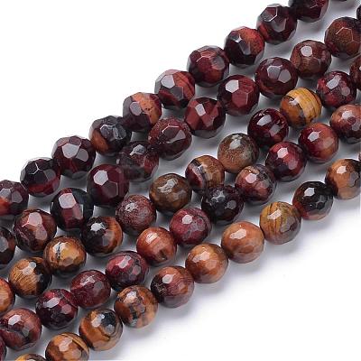 Natural Dyed & Heated Red Tiger Eye Bead Strands G-R411-14-8mm-1