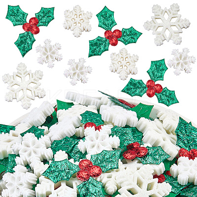 160Pcs 4 Styles Christmas Theme Opaque Resin Cabochons RESI-SC0005-80A-1