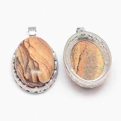 Natural Picture Jasper Pendants G-D851-40-1