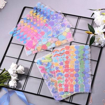 14 Sheets 7 Style Waterproof Laser Plastic Self Adhesive Stickers DIY-SZ0002-72-1