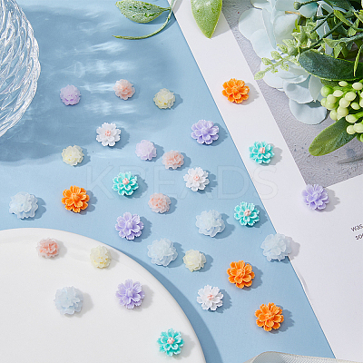 120Pcs 8 Styles  Flower Resin Cabochons MRMJ-FH0001-30-1