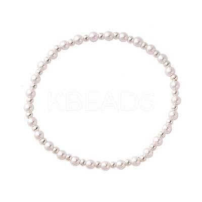 Plastic Imitation Pearl & Glass Seed Beads Round Beads Stretch Bracelets QX7837-6-1