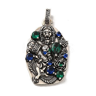 Rack Plating Brass Micro Pave Cubic Zirconia with Sea shell Pendants KK-Q795-15C-AS-1