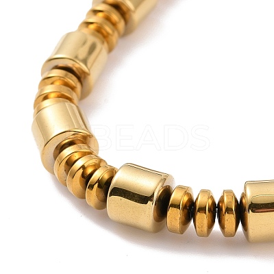 Synthetic Hematite & Brass Column Beaded Necklace Bracelet with Magnetic Clasps SJEW-G079-01B-1