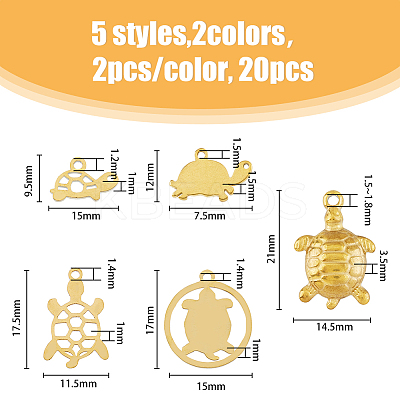 20Pcs 10 Style 201 & 304 Stainless Steel Pendants STAS-HY0001-15-1