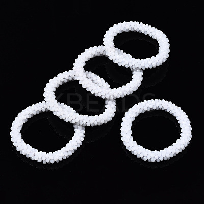 Faceted Opaque Glass Beads Stretch Bracelets BJEW-S144-002E-06-1