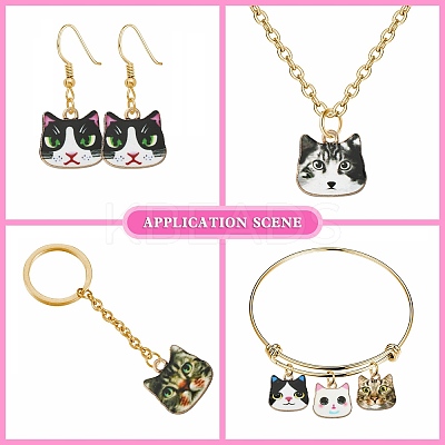45Pcs 9 Styles Printed Alloy Pendants ENAM-CJ0003-46-1