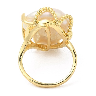 Natural Pearl Open Cuff Ring RJEW-M150-06G-1