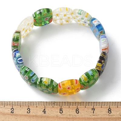 Handmade Millefiori Lampwork Beaded Stretch Bracelets for Men Women BJEW-G738-01A-01-1