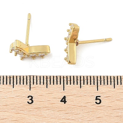 Brass Micro Pave Clear Cubic Zirconia Stud Earrings EJEW-R016-26G-06-1