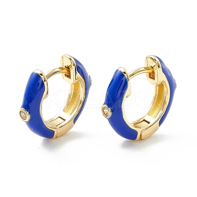 Clear Cubic Zirconia Chunky Hinged Hoop Earrings with Enamel EJEW-P196-20G-07-1