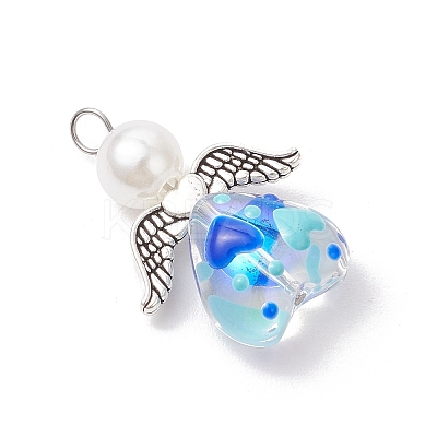 Glass Enamel Beads Pendants PALLOY-JF04137-02-1