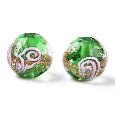 Luminous Handmade Gold Sand Lampwork Beads LAMP-T021-03G-1