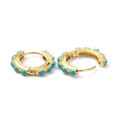 Brass Enamel Hoop Earring Findings KK-P205-06G-1