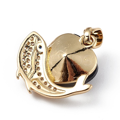 Real 18K Gold Plated Rack Plating Brass Micro Pave Cubic Zirconia Pendants KK-C015-28G-06-1