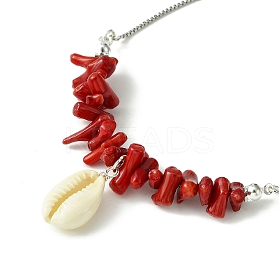 Natural Shell Charms Slider Bracelet BJEW-TA00365-01-1