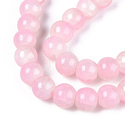Crackle Baking Paint Imitation Jade Glass Beads Strands DGLA-T003-8mm-02-1