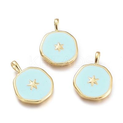 Brass Enamel Pendants KK-K248-02B-G-1