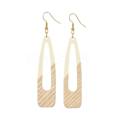 Two Tone Resin & Wood Dangle Earrings EJEW-JE05508-02-1