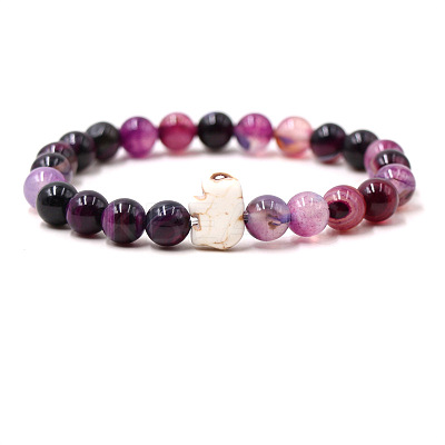 Natural Amethyst & Synthetic Turquoise Beads Stretch Bracelets for Men Women QO0012-19-1