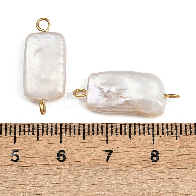 Natural Freshwater Pearl Keshi Pearl Rectangle Connector Charms STAS-D378-18G-1