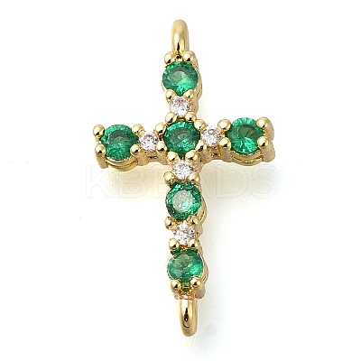 Brass Pave Cubic Zirconia Connector Charms KK-M101-03C-G01-1