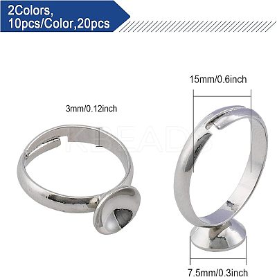 20Pcs 2 Colors Adjustable Brass Rings Findings DIY-CA0005-56-1
