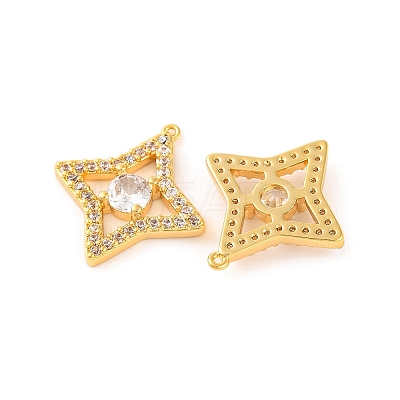 Brass Micro Pave Clear Cubic Zirconia Pendants KK-U017-10H-G-1