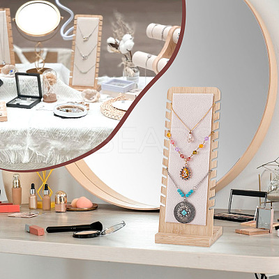 Bamboo Wood Jewelry Collection Necklace Display Stand ODIS-WH0005-06-1