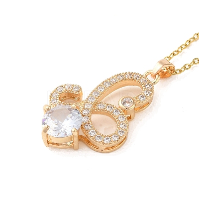 Brass Micro Pave Cubic Zirconia Pendant Necklaces for Women NJEW-E106-17KCG-01-1