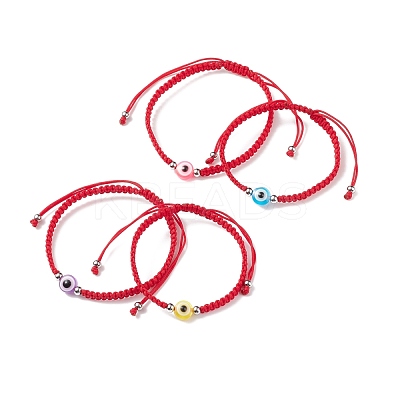 2Pcs 2 Style Resin Evil Eye Braided Bead Bracelets Set BJEW-JB08425-1