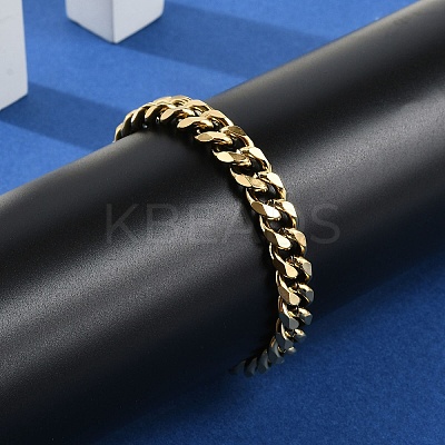 304 Stainless Steel Cuban Link Chain Bracelets for Women Men BJEW-R008-01G-1