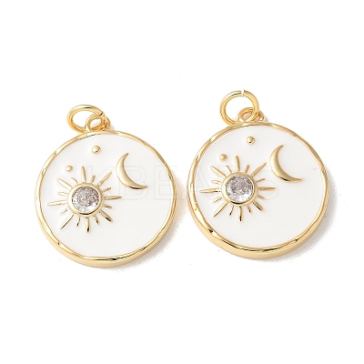 Brass Micro Pave Clear Cubic Zirconia and Enamel Pendants KK-Q031-13G-1