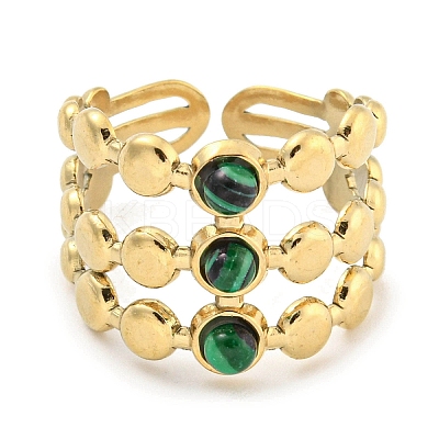 Ion Plating(IP) 304 Stainless Steel Synthetic Malachite Cuff Rings G-Z056-05G-04-1