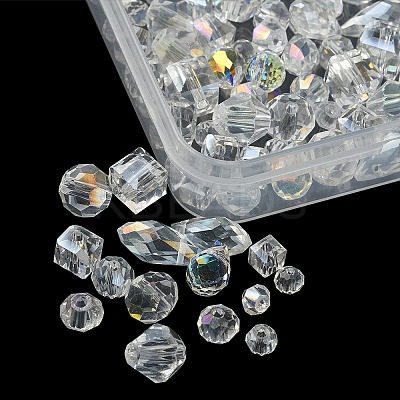 100Pcs 15 Style Transparent Electroplate Glass Faceted Beads EGLA-YW0003-03-1