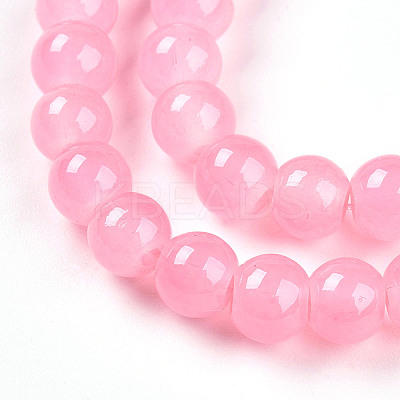 Baking Paint Imitation Jade Glass Round Bead Strands DGLA-Q021-6mm-03-1