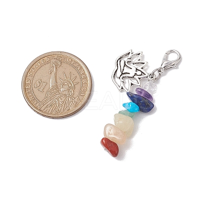 Chakra Natural & Synthetic Mixed Gemstone Pendant Decorations HJEW-JM02101-1
