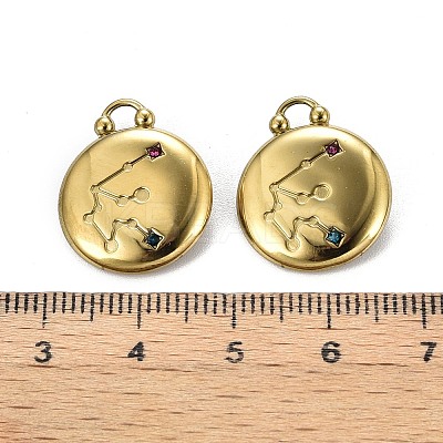 PVD Vacuum Plating 304 Stainless Steel Rhinestone Pendants STAS-R130-01G-05-1