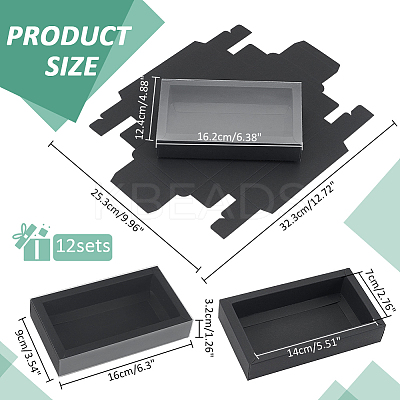 Foldable Paper Drawer Boxes with Clear Plastic Cover CON-WH0095-68A-04-1