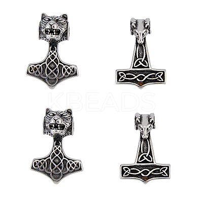 4Pcs 2 Styles 304 Stainless Steel Pendants STAS-DC0013-77-1