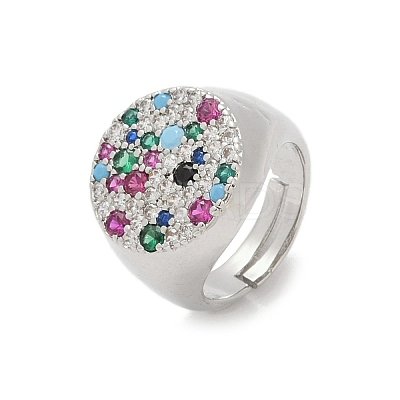 Brass Micro Pave Cubic Zirconia Finger Rings for Women RJEW-C129-09P-1