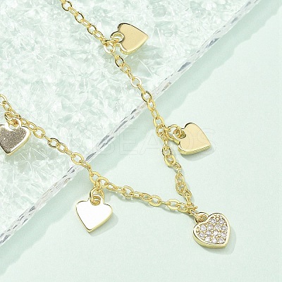 Brass Micro Pave Clear Cubic Zirconia Charm Bracelets for Women BJEW-C083-07G-1