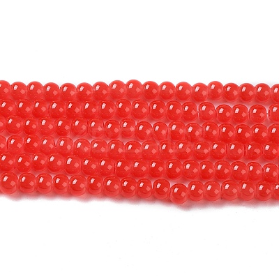 Baking Paint Imitation Jade Glass Round Bead Strands DGLA-Q021-4mm-32-1